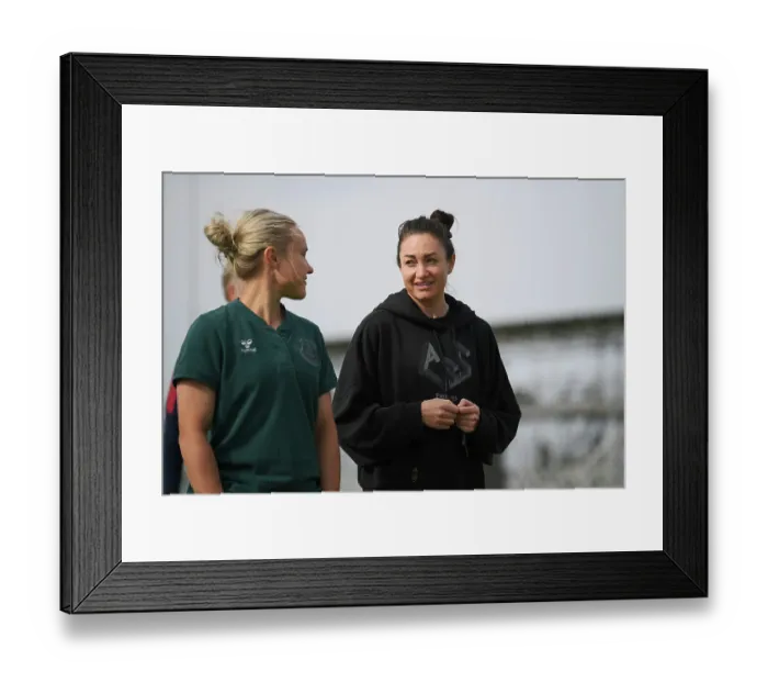 Framed Print : Arsenal's Jodie Taylor Engages with Everton's Izzy Christiansen Before FA Women's Super League Clash