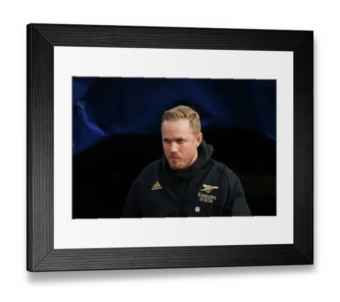Framed Print : Arsenal's Jonas Eidevall Leads Team Out Against Everton in FA Women's Super League (2022-23)