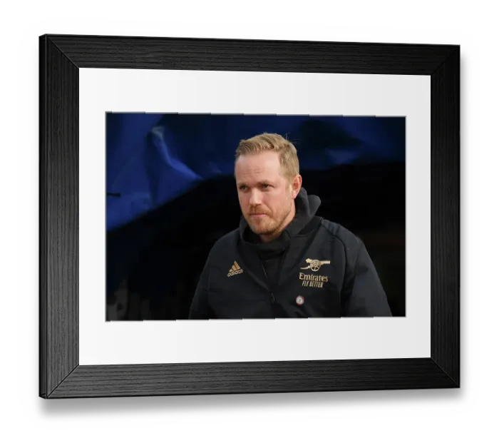 Framed Print : Arsenal's Jonas Eidevall Watches On Before Everton FC Clash in FA Women's Super League (2022-23)