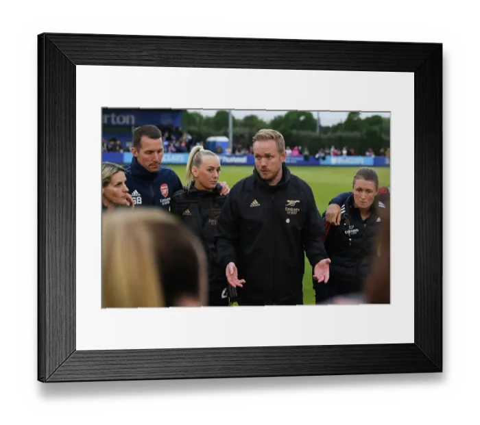 Framed Print : Arsenal Women's Team Huddle with Coach Jonas Eidevall after Everton FC Match Framed Print : Arsenal Women's Team Huddle with Coach Jonas Eidevall after Everton FC Match