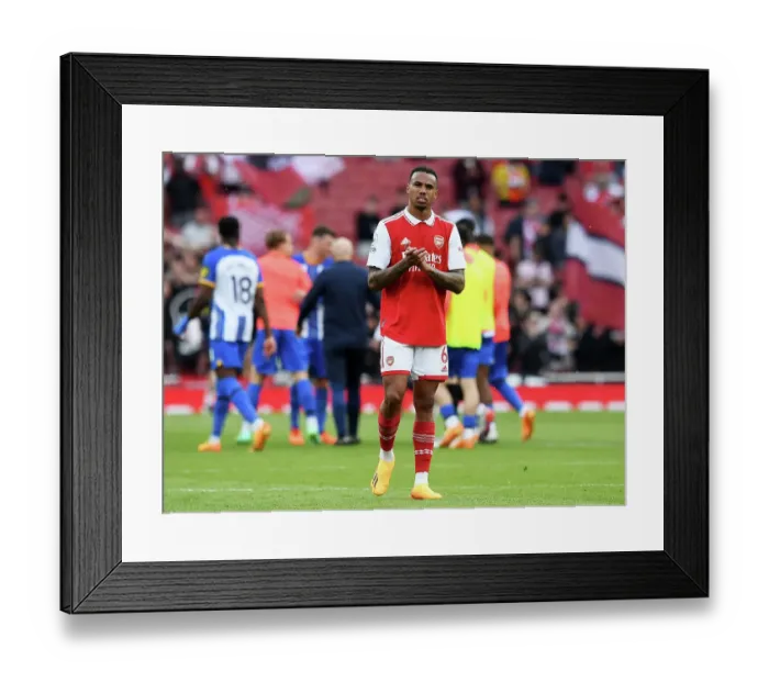 Framed Print : Arsenal's Gabriel Applauds Fans After Disappointing Loss to Brighton in 2022-23 Premier League Framed Print : Arsenal's Gabriel Applauds Fans After Disappointing Loss to Brighton in 2022-23 Premier League