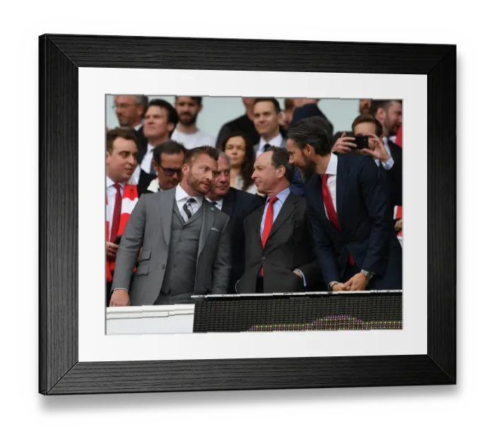 Framed Print : Arsenal Directors Meet LA Rams Coach Sean McVay Before Arsenal vs Brighton Match, 2022-23