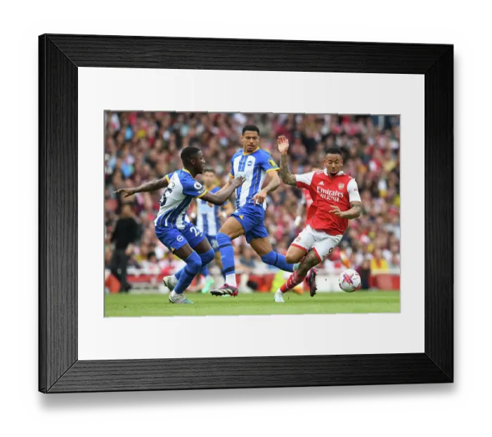 Framed Print : Arsenal vs Brighton: Gabriel Jesus Fights for Possession in Intense Premier League Clash (2022-23)