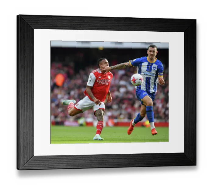 Framed Print : Arsenal vs Brighton: Intense Battle for Possession - Gabriel Jesus Clashes with Lewis Dunk (May 2023) Framed Print : Arsenal vs Brighton: Intense Battle for Possession - Gabriel Jesus Clashes with Lewis Dunk (May 2023)
