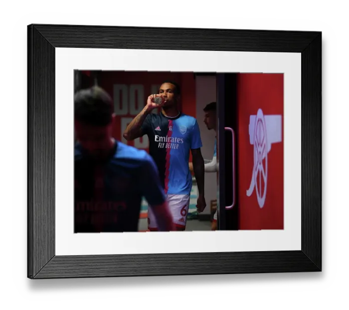 Framed Print : Arsenal's Gabriel Magalhaes Prepares for Arsenal v Brighton & Hove Albion in Premier League (2022-23) Framed Print : Arsenal's Gabriel Magalhaes Prepares for Arsenal v Brighton & Hove Albion in Premier League (2022-23)