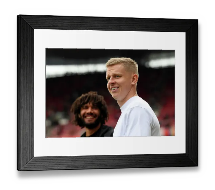 Framed Print : Arsenal's Injured Zinchenko: Pre-Match Scene at Emirates Stadium (Arsenal v Brighton & Hove Albion, 2022-23)