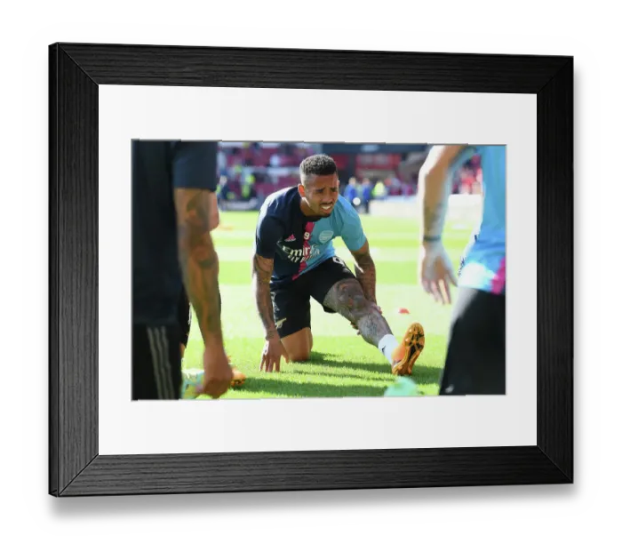 Framed Print : Arsenal's Gabriel Jesus Warms Up Ahead of Nottingham Forest Clash (May 2023)
