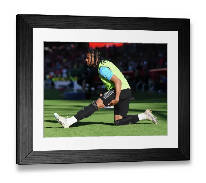 Framed Print : Arsenal's Mauro Bandeira Warms Up Ahead of Nottingham Forest Clash (May 2023)