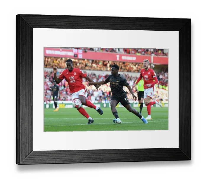Framed Print : Arsenal's Eddie Nketiah Faces Off Against Wily Boly in Nottingham Forest Showdown (Premier League 2022-23)