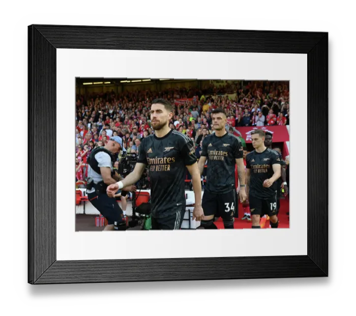 Framed Print : Arsenal's Jorginho Leads Team Out against Nottingham Forest in Premier League Showdown (2022-23) Framed Print : Arsenal's Jorginho Leads Team Out against Nottingham Forest in Premier League Showdown (2022-23)