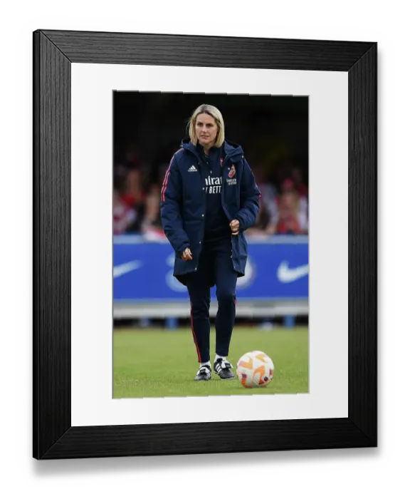 Framed Print : Arsenal Women vs Chelsea Women: Coach Kelly Smith's Intense Stare Ahead of FA WSL Clash