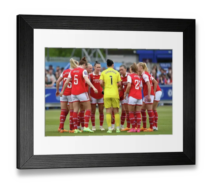 Framed Print : Arsenal Women's Team Huddle Before Chelsea FC Clash in FA Women's Super League Framed Print : Arsenal Women's Team Huddle Before Chelsea FC Clash in FA Women's Super League