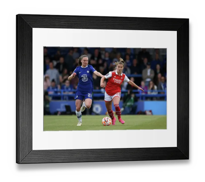 Framed Print : Battle for Possession: Niamh Charles vs. Victoria Pelova - Chelsea Women vs. Arsenal Women, FA Women's Super League (2022-23)
