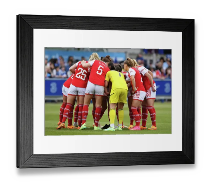 Framed Print : United in Focus: Arsenal Women's Pre-Match Huddle vs. Chelsea Women - FA Women's Super League Showdown Framed Print : United in Focus: Arsenal Women's Pre-Match Huddle vs. Chelsea Women - FA Women's Super League Showdown