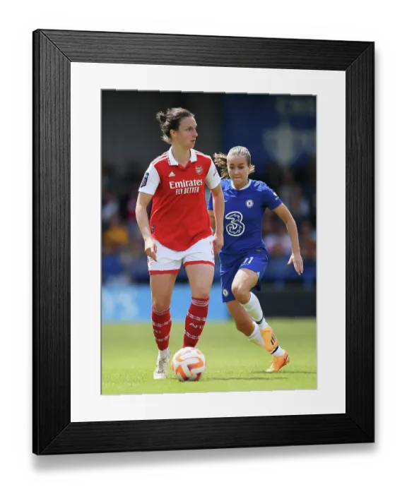 Framed Print : Arsenal's Lotte Wubben-Moy Faces Pressure from Chelsea's Guro Reiten in FA Women's Super League Clash Framed Print : Arsenal's Lotte Wubben-Moy Faces Pressure from Chelsea's Guro Reiten in FA Women's Super League Clash