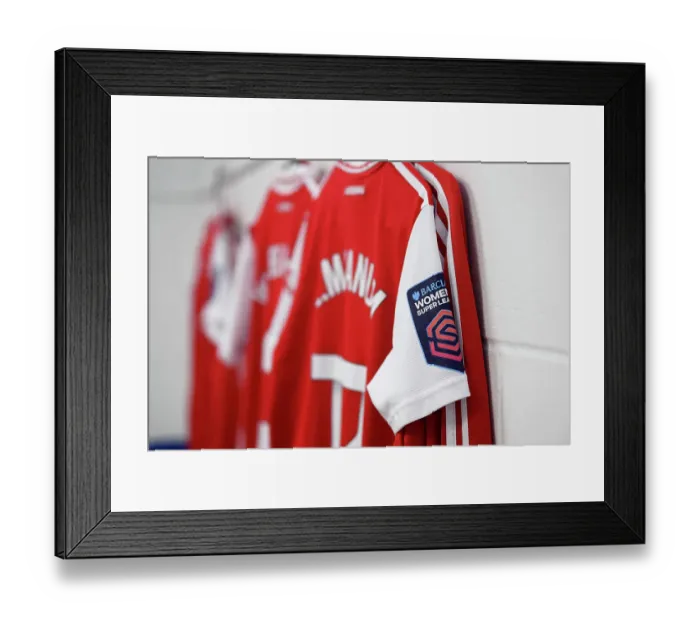 Framed Print : Barclays Women's Super League Showdown: A Closer Look at Arsenal and Chelsea Team Badges