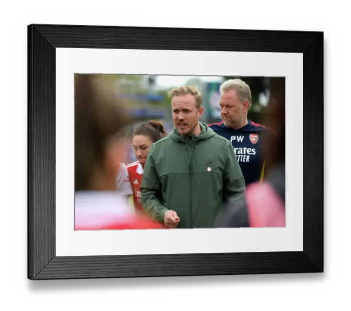 Framed Print : Arsenal Women's Coach Jonas Eidevall Speaks with Players After Chelsea Match Framed Print : Arsenal Women's Coach Jonas Eidevall Speaks with Players After Chelsea Match