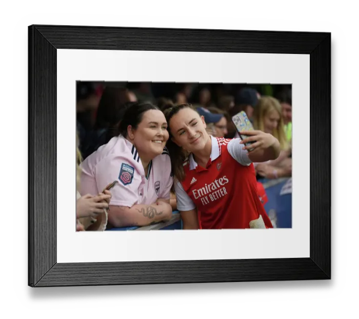 Framed Print : Arsenal's Teyah Goldie Celebrates with Fan after Chelsea Clash in FA Women's Super League Framed Print : Arsenal's Teyah Goldie Celebrates with Fan after Chelsea Clash in FA Women's Super League