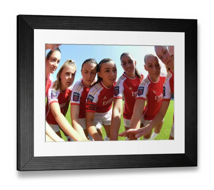 Framed Print : Arsenal Women's Team: Katie McCabe Rallies Players Before Arsenal vs. Aston Villa (2022-23)