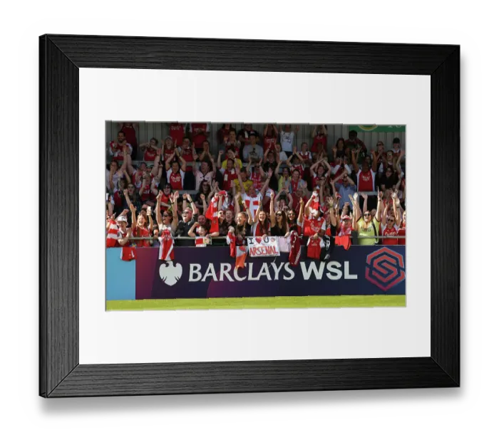 Framed Print : Arsenal Women's Historic Victory: Fans Celebrate at Meadow Park (2022-23) Framed Print : Arsenal Women's Historic Victory: Fans Celebrate at Meadow Park (2022-23)
