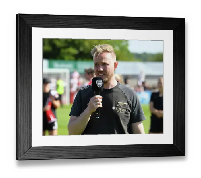 Framed Print : Arsenal Women's Coach Jonas Eidevall Addresses Fans After Arsenal vs. Aston Villa (2022-23) Framed Print : Arsenal Women's Coach Jonas Eidevall Addresses Fans After Arsenal vs. Aston Villa (2022-23)