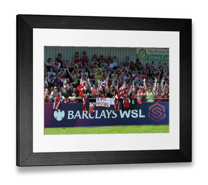 Framed Print : Arsenal Women's Fans Celebrate Victory in FA Women's Super League