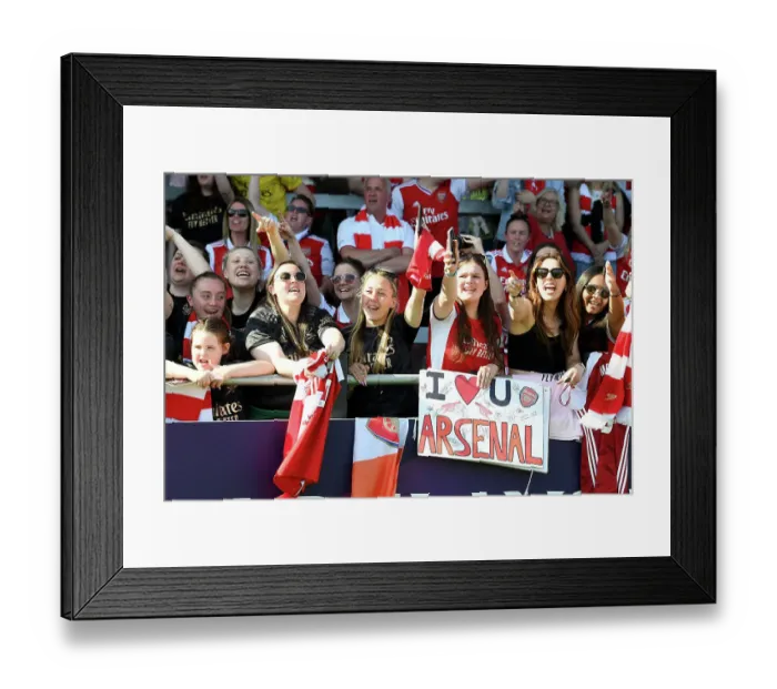 Framed Print : Arsenal Women's Fans Rejoice in Victory over Aston Villa in FA Women's Super League (2022-23)