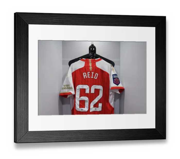 Framed Print : Arsenal's Katie Reid: Focus on Her Match-Ready Shirt Before Clash Against Aston Villa Framed Print : Arsenal's Katie Reid: Focus on Her Match-Ready Shirt Before Clash Against Aston Villa