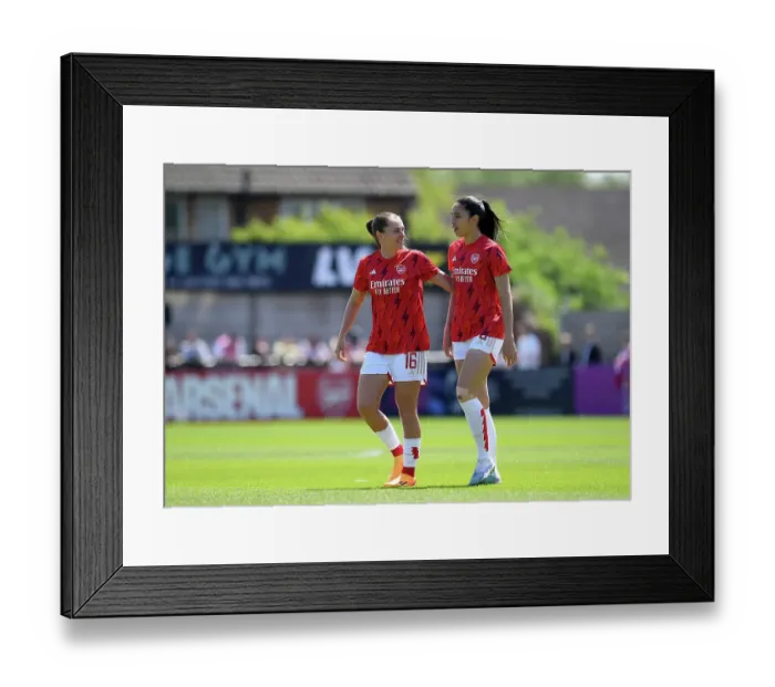 Framed Print : Arsenal Women Warm Up Ahead of Aston Villa Clash in FA Women's Super League (2022-23)