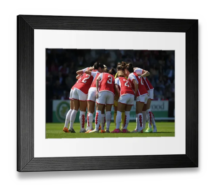 Framed Print : Arsenal Women's Team Huddle Before Kick-off Against Aston Villa in FA WSL (2022-23) Framed Print : Arsenal Women's Team Huddle Before Kick-off Against Aston Villa in FA WSL (2022-23)
