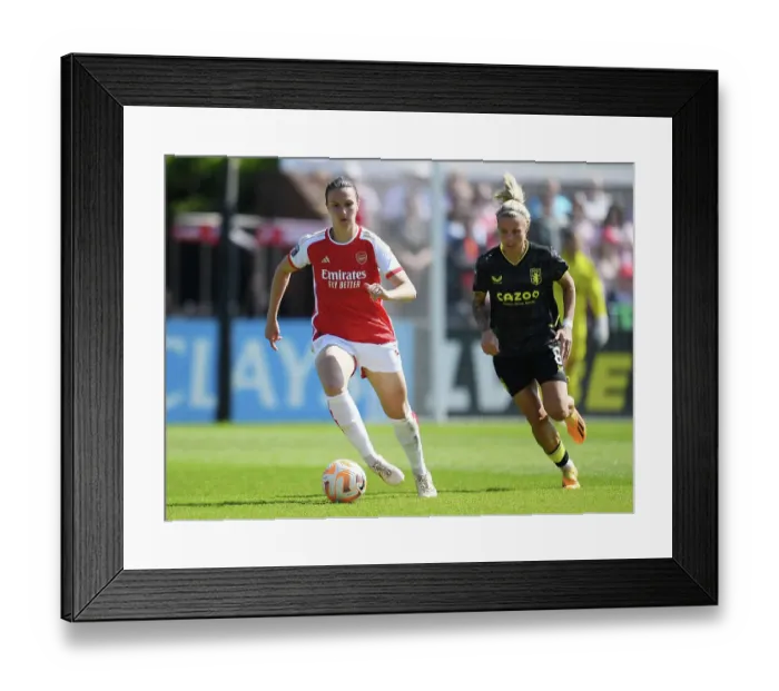 Framed Print : Intense Rivalry: Arsenal Women vs. Aston Villa - FA Women's Super League Showdown: Lotte Wubben-Moy Faces Off Against Rachel Daly