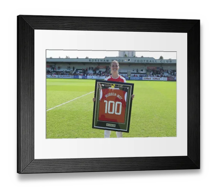 Framed Print : Arsenal's Lotte Wubben-Moy Celebrates Milestone 100th Appearance in Arsenal Women's Victory Framed Print : Arsenal's Lotte Wubben-Moy Celebrates Milestone 100th Appearance in Arsenal Women's Victory