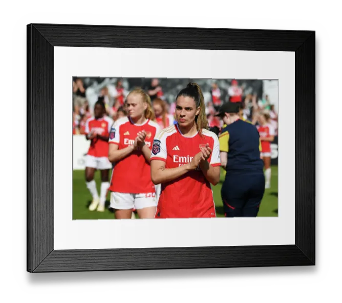 Framed Print : Arsenal Women Celebrate FA WSL Title with Fans: Gio Quieroz's Triumphant Salute