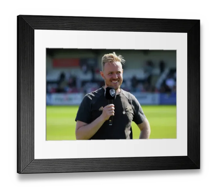 Framed Print : Arsenal Women's Team: Jonas Eidevall Addresses Players After Arsenal vs. Aston Villa (FA Women's Super League, 2022-23)