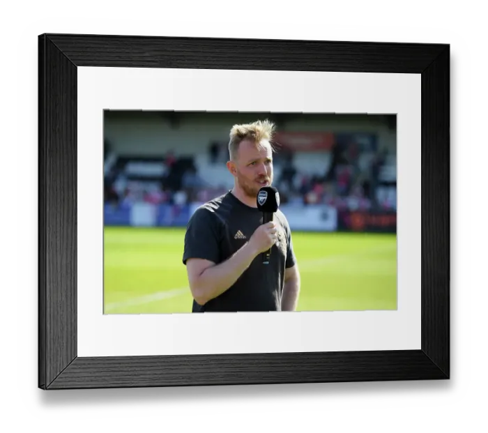 Framed Print : Arsenal Women: Jonas Eidevall Addresses Team After FA WSL Match vs. Aston Villa (2022-23)