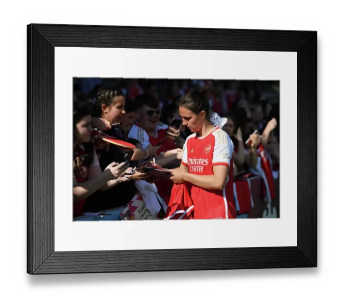 Framed Print : Arsenal Women's Team: Lotte Wubben-Moy Signs Autographs After Arsenal v Aston Villa Match