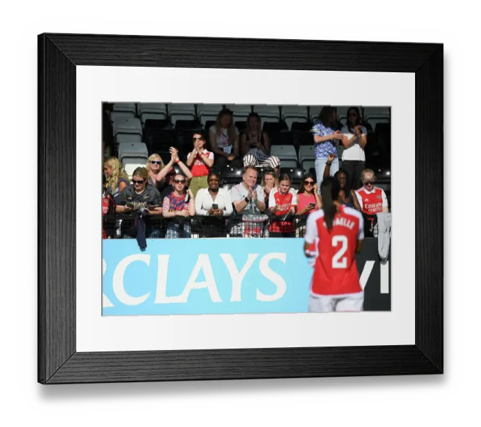 Framed Print : Arsenal Women Triumph: Rafaelle Souza's Brilliant Performance in Arsenal vs. Aston Villa (FA Women's Super League 2022-23)