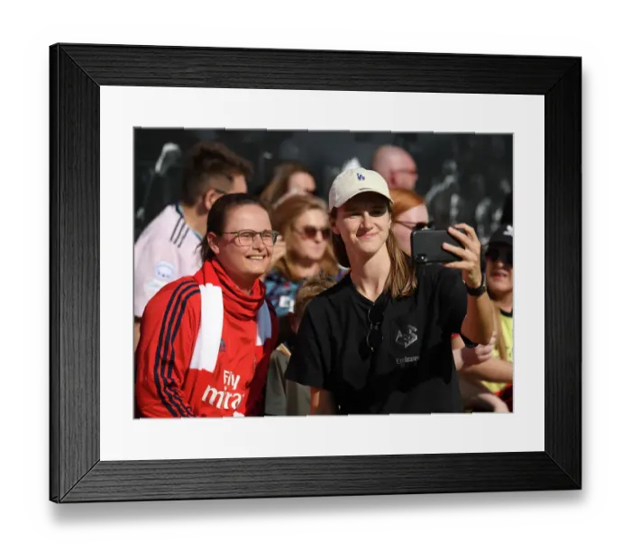 Framed Print : Arsenal Women's Triumph: Vivianne Miedema Celebrates with Fans after Victory over Aston Villa