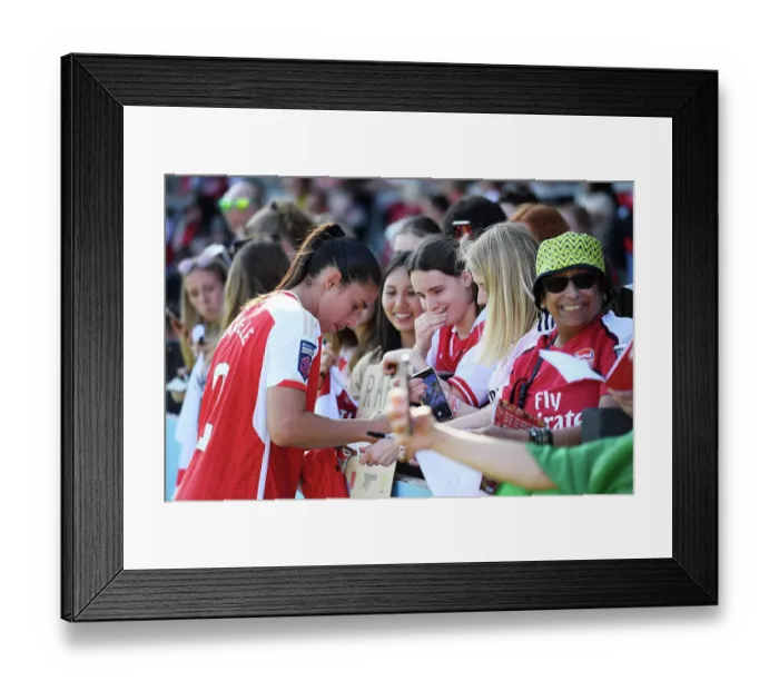 Framed Print : Arsenal Women's Team: Rafaelle Souza Signs Autographs After Arsenal v Aston Villa Match