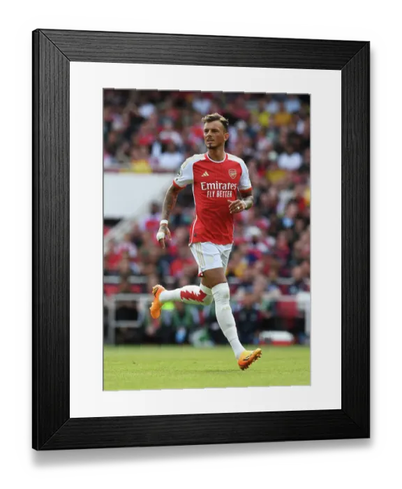 Framed Print : Arsenal's Ben White: Unyielding Focus Amidst Premier League Battle (2022-23): Arsenal FC vs. Wolverhampton Wanderers