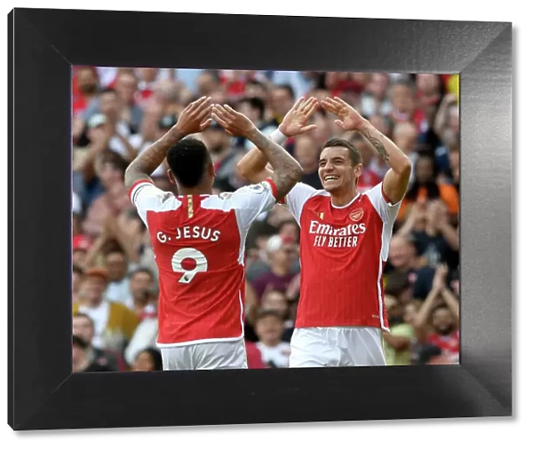 Five-Star Arsenal: Kiwior and Jesus's Euphoric Celebration after Netting Five Goals vs. Wolverhampton Wanderers (2022-23)