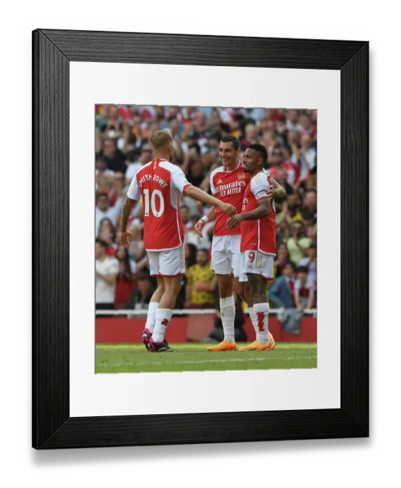Framed Print : Arsenal's Five-Star Comeback: Jakub Kiwior, Gabriel Jesus, and Emile Smith Rowe Celebrate Goals Against Wolverhampton Wanderers (2022-23) Framed Print : Arsenal's Five-Star Comeback: Jakub Kiwior, Gabriel Jesus, and Emile Smith Rowe Celebrate Goals Against Wolverhampton Wanderers (2022-23)
