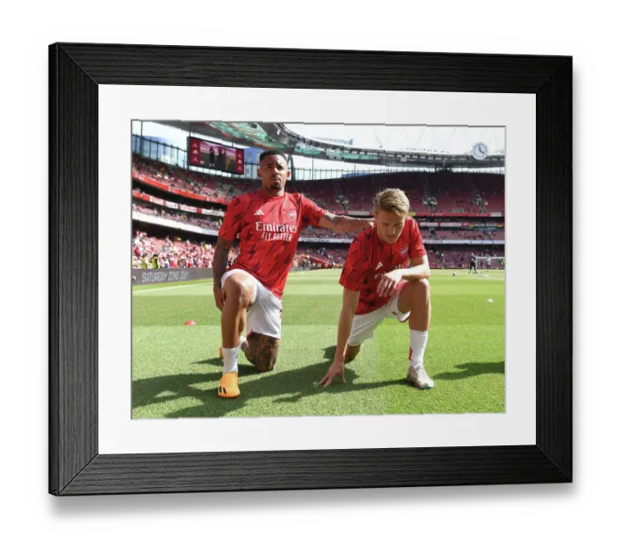 Framed Print : Arsenal FC: Gabriel Jesus and Martin Odegaard Warm Up Ahead of Arsenal v Wolverhampton Wanderers (2022-23) Framed Print : Arsenal FC: Gabriel Jesus and Martin Odegaard Warm Up Ahead of Arsenal v Wolverhampton Wanderers (2022-23)