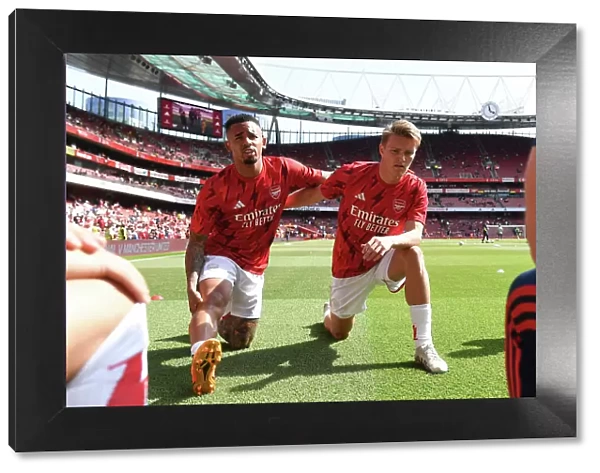 Arsenal FC: Gabriel Jesus and Martin Odegaard Prepare for Arsenal vs. Wolverhampton Wanderers (2022-23)