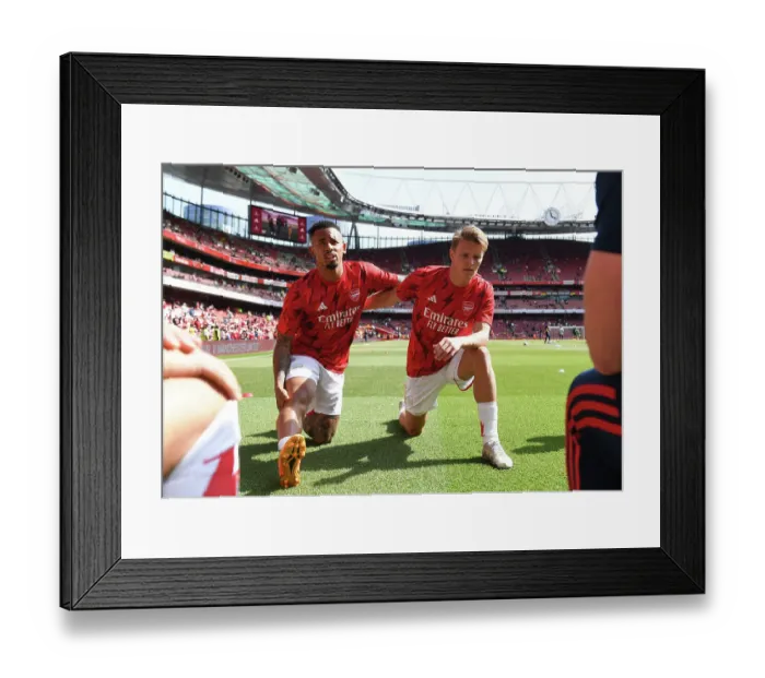 Framed Print : Arsenal FC: Gabriel Jesus and Martin Odegaard Prepare for Arsenal vs. Wolverhampton Wanderers (2022-23)