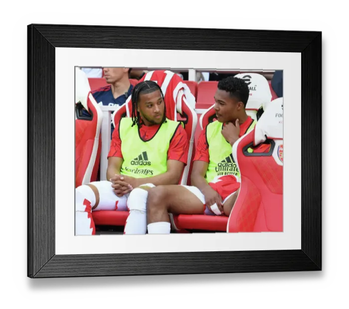 Framed Print : Intense Focus: Mauro Bandeira and Reuell Walters before the Arsenal vs. Wolverhampton Wanderers Match (2022-23) Framed Print : Intense Focus: Mauro Bandeira and Reuell Walters before the Arsenal vs. Wolverhampton Wanderers Match (2022-23)