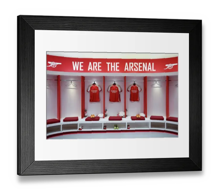Framed Print : Arsenal Dressing Room: Focus and Preparation Before the Arsenal vs. Wolverhampton Wanderers Match (2022-23)
