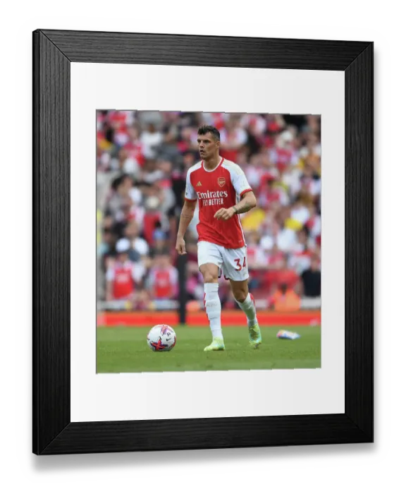 Framed Print : Granit Xhaka in Action: Arsenal vs. Wolverhampton Wanderers, Premier League 2022-23