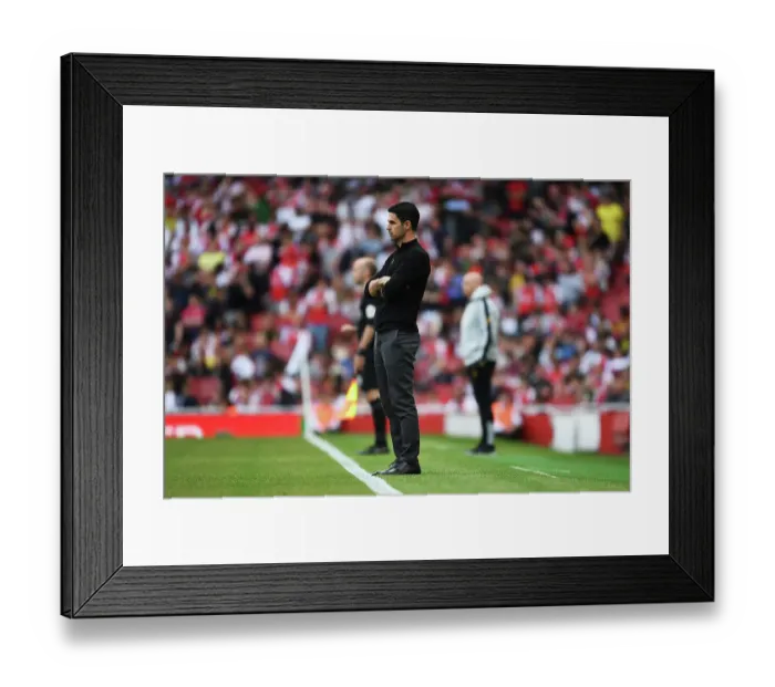 Framed Print : Arsenal vs. Wolverhampton Wanderers: Mikel Arteta's Unyielding Resolve in the 2022-23 Premier League Showdown