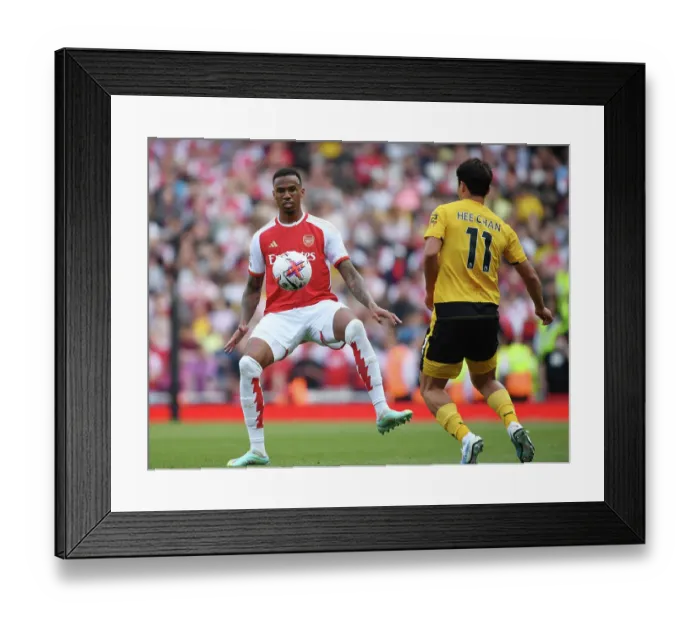 Framed Print : Arsenal's Gabriel in Intense Showdown against Wolverhampton Wanderers (2022-23 Premier League) Framed Print : Arsenal's Gabriel in Intense Showdown against Wolverhampton Wanderers (2022-23 Premier League)